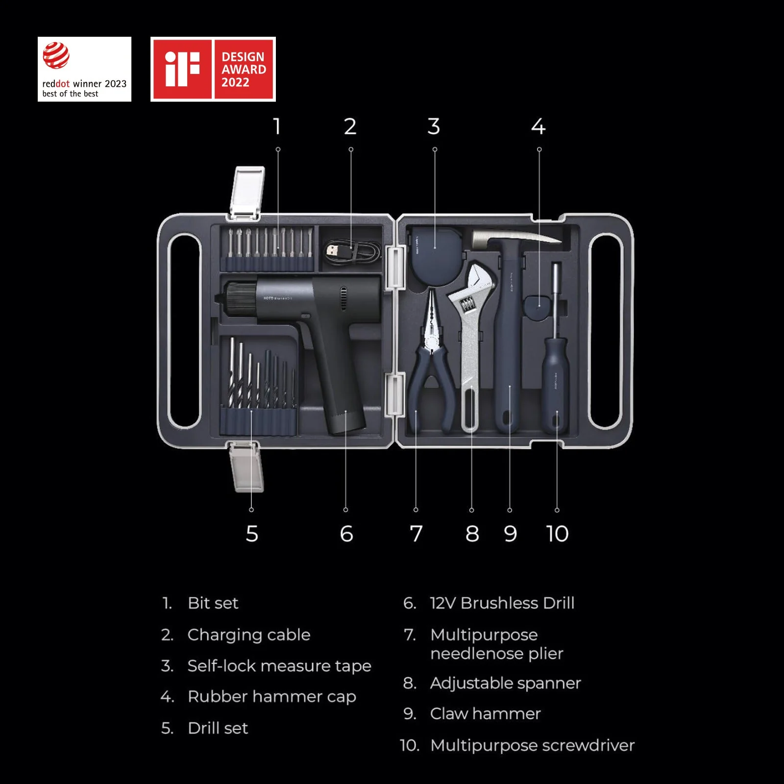 HOTO 12V Brushless Drill Tool Set - Image 7