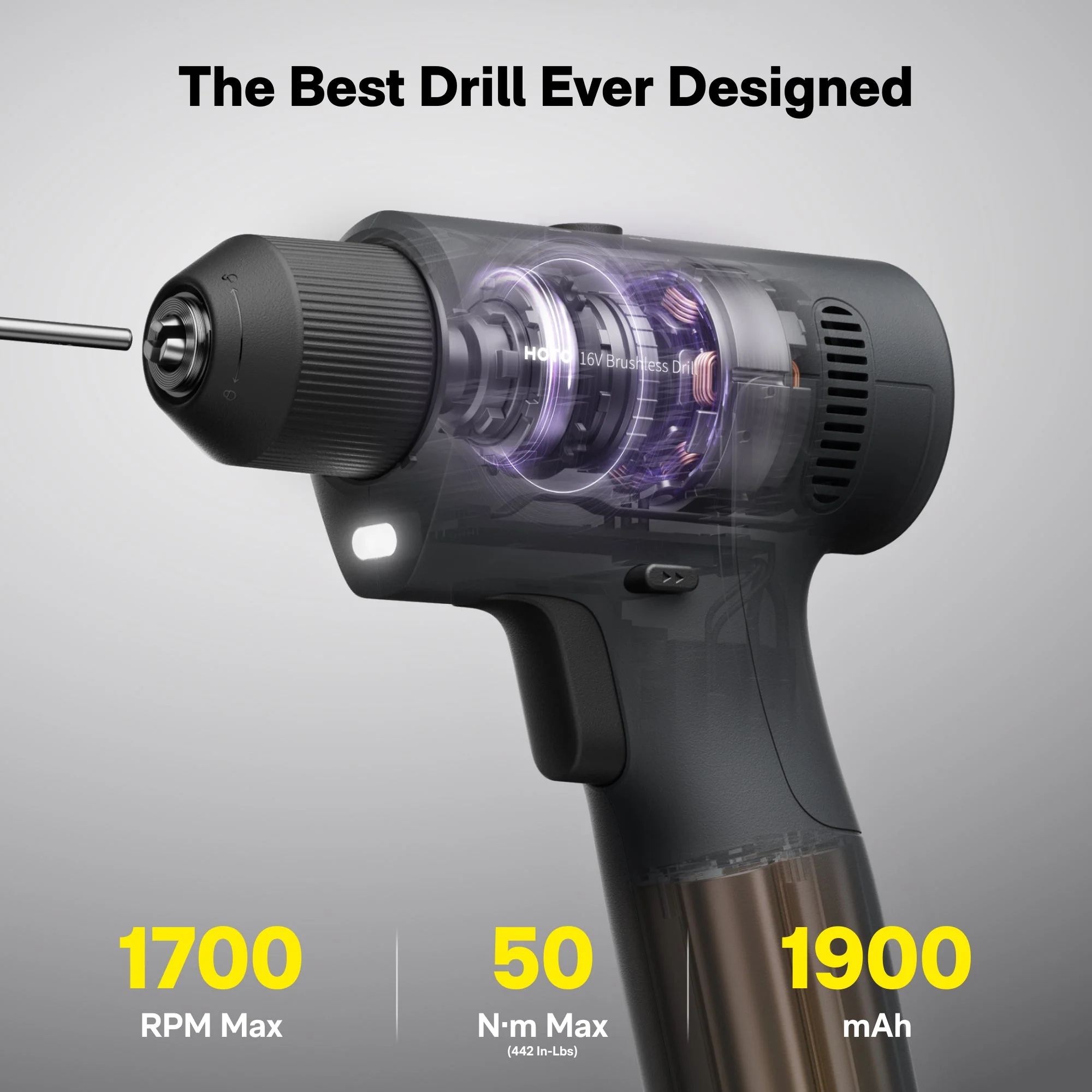 HOTO 16V Brushless Drill Tool Kit - Image 8