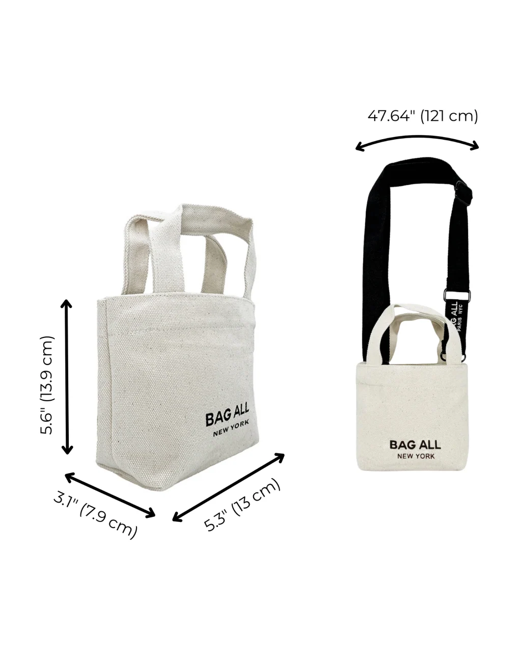bag-all Mini Tote Bag with Strap and Inside Pocket - Image 10
