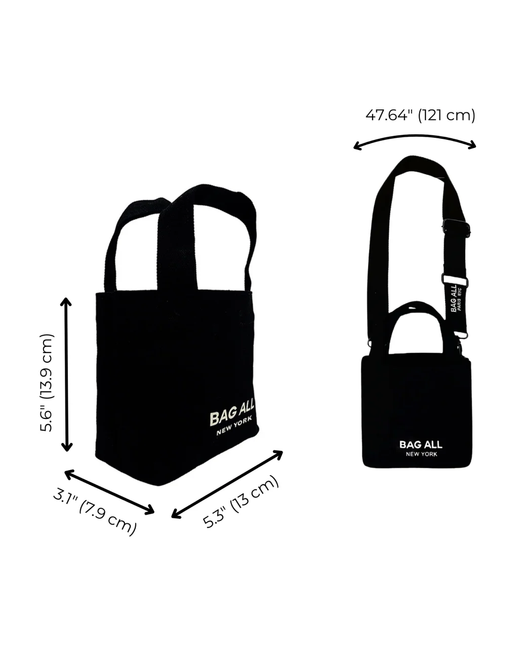 bag-all Mini Tote Bag with Strap and Inside Pocket - Image 4
