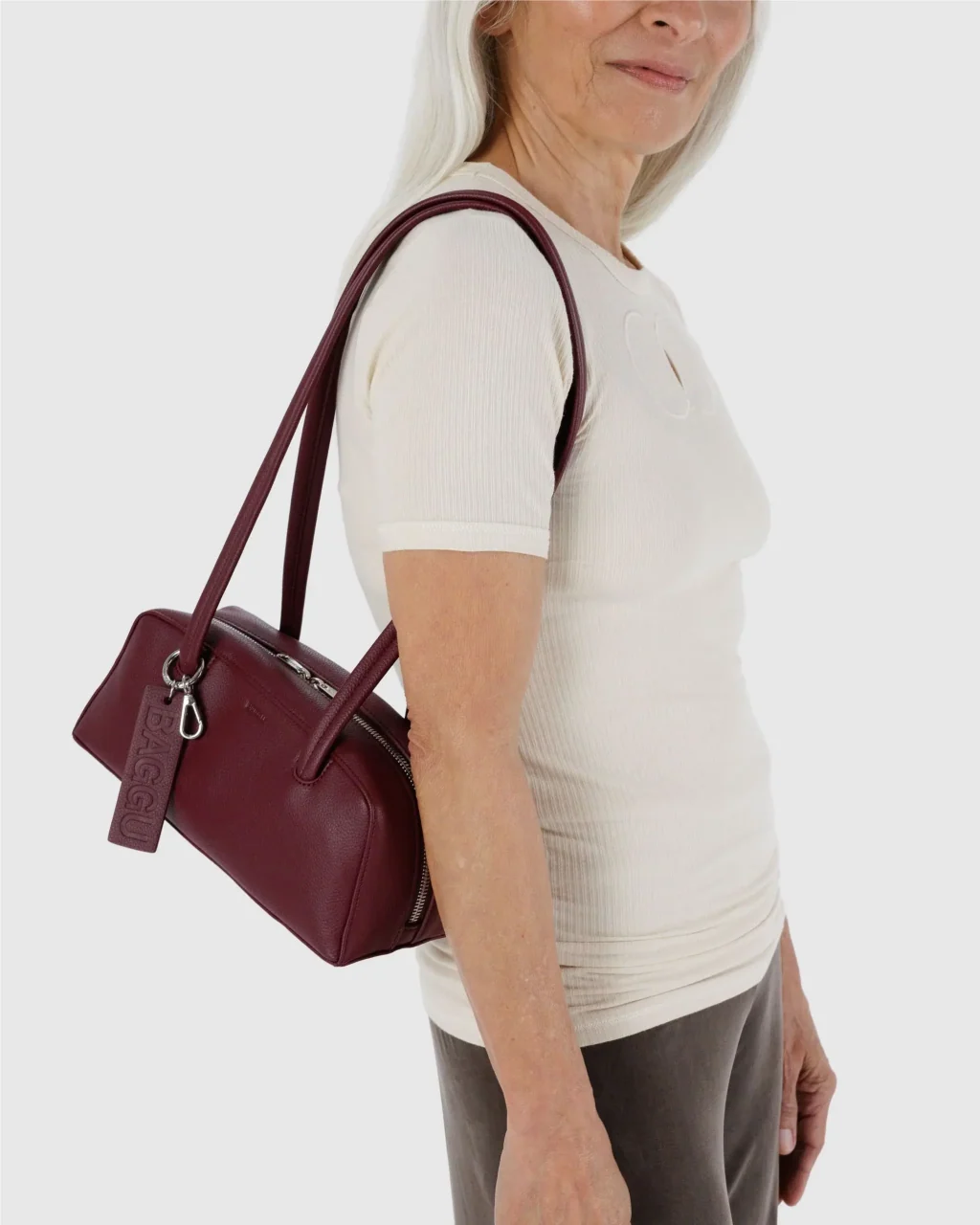 Baggu Small Recycled Leather Bowler Bag - Image 12