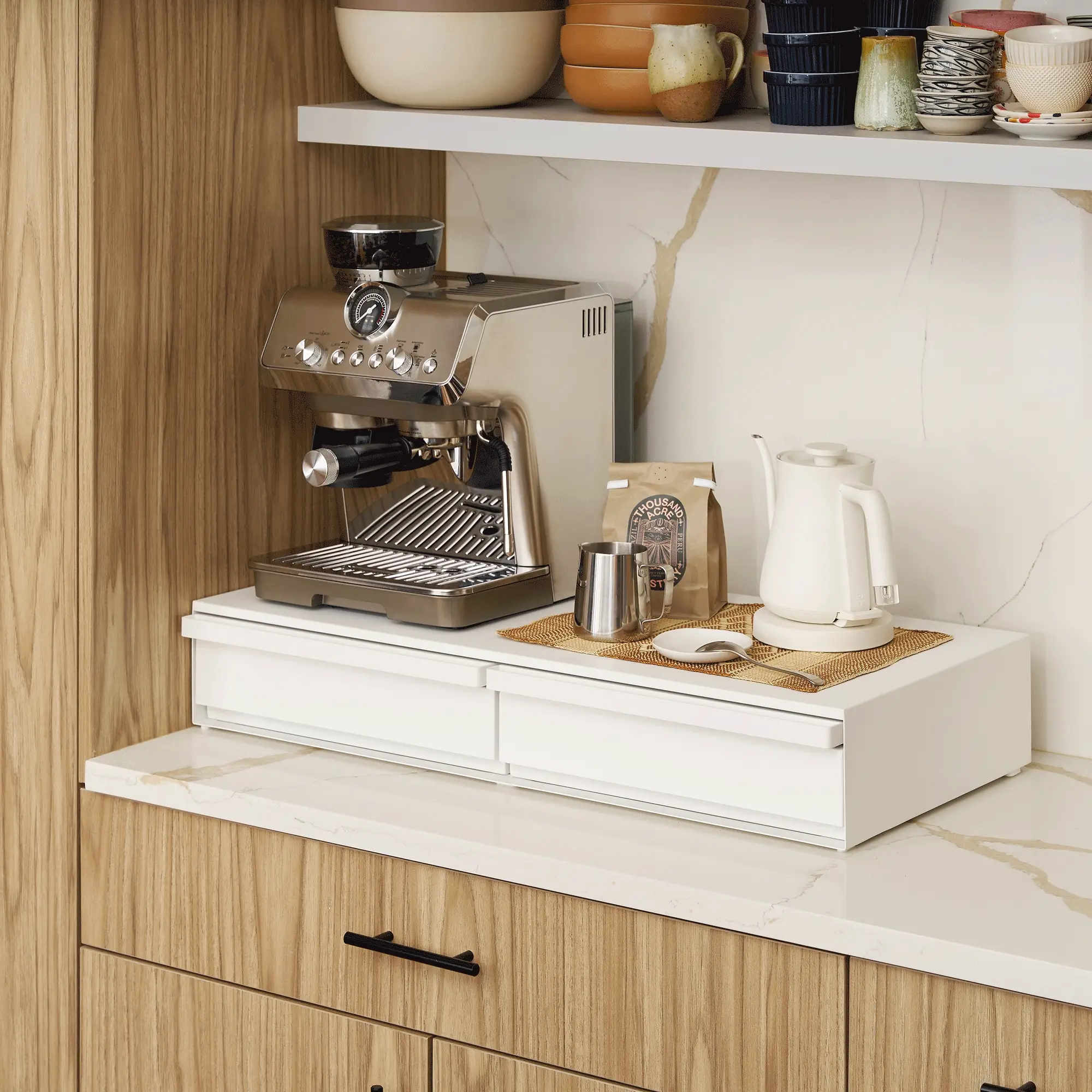 Yamazaki Home Wide Countertop Drawer with Pull-Out Shelf - Image 8