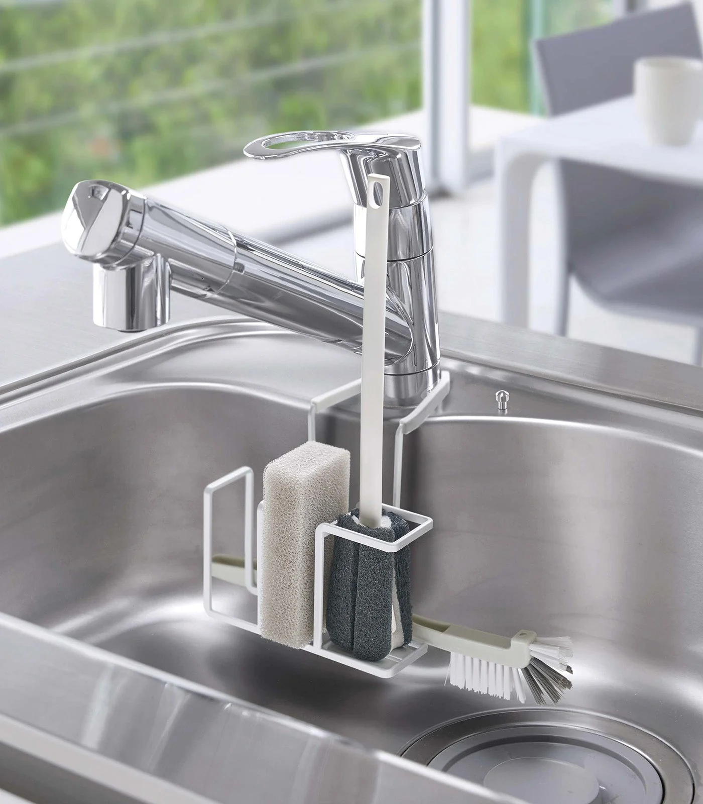 Yamazaki Home Faucet-Hanging Sponge and Brush Holder