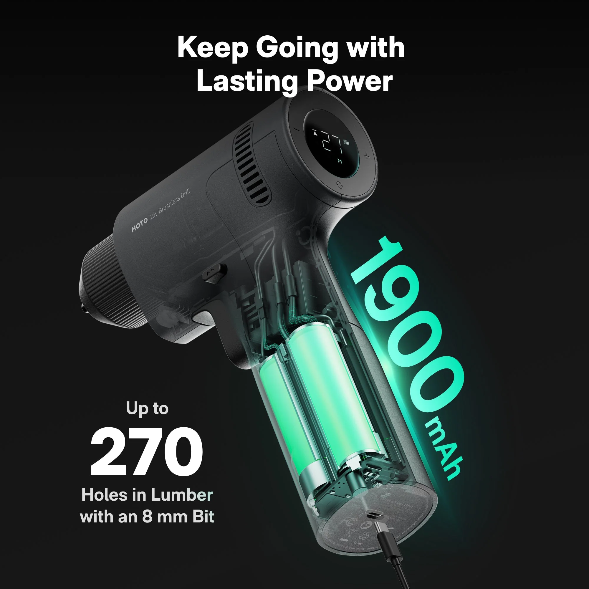 HOTO 16V Brushless Drill Set - Image 12