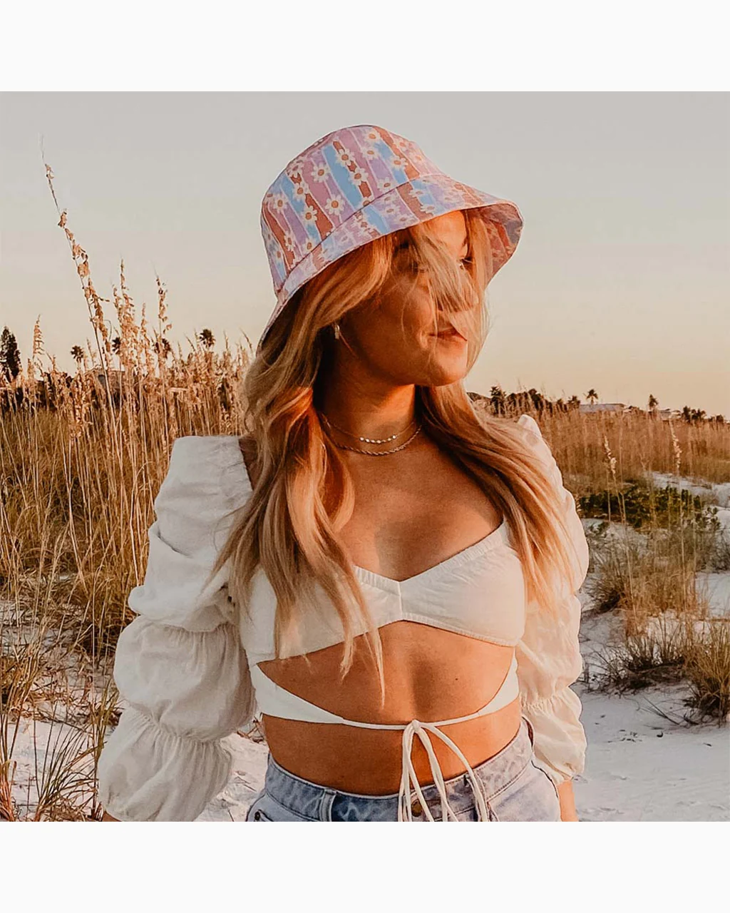 Katydid Daisy Bucket Hat - Daisy Stripes - Image 2