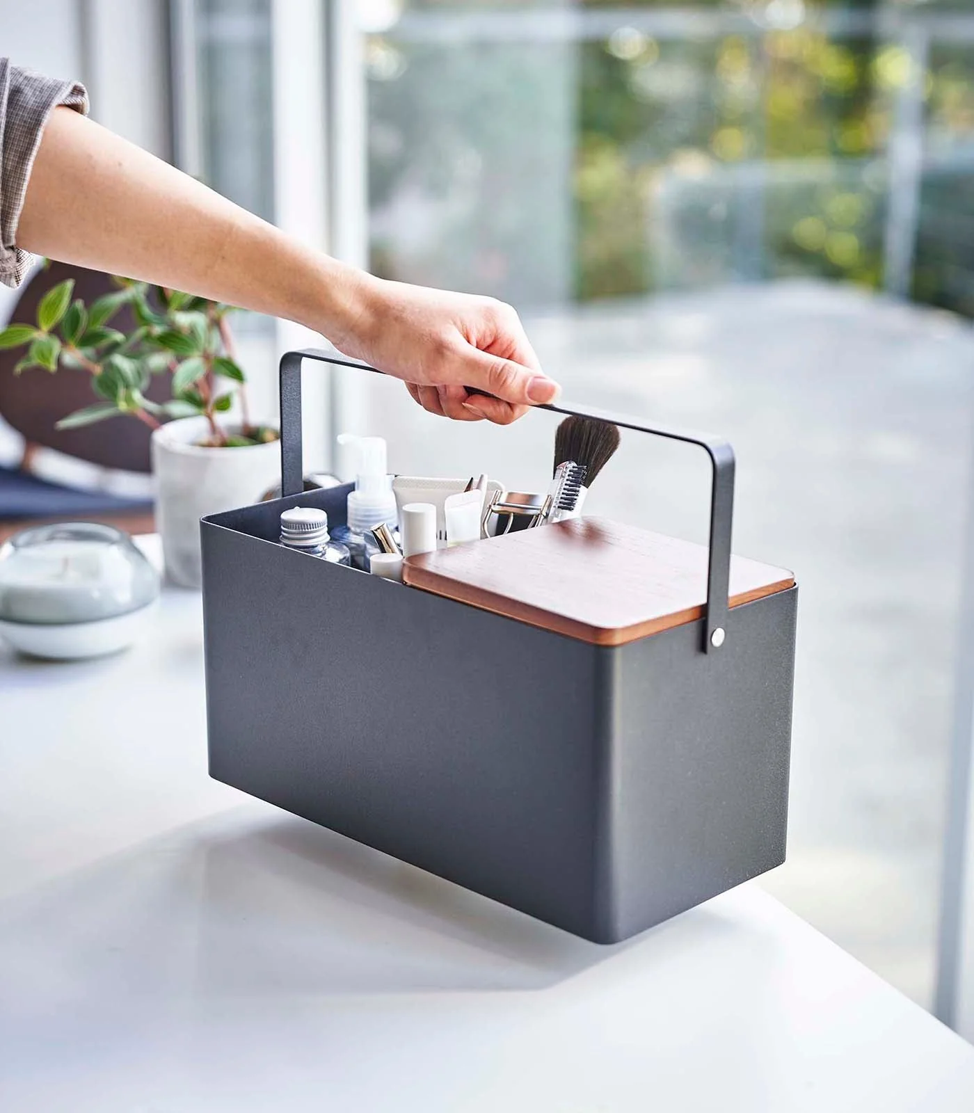 Yamazaki Home Makeup Organizer with Mirror - Image 10