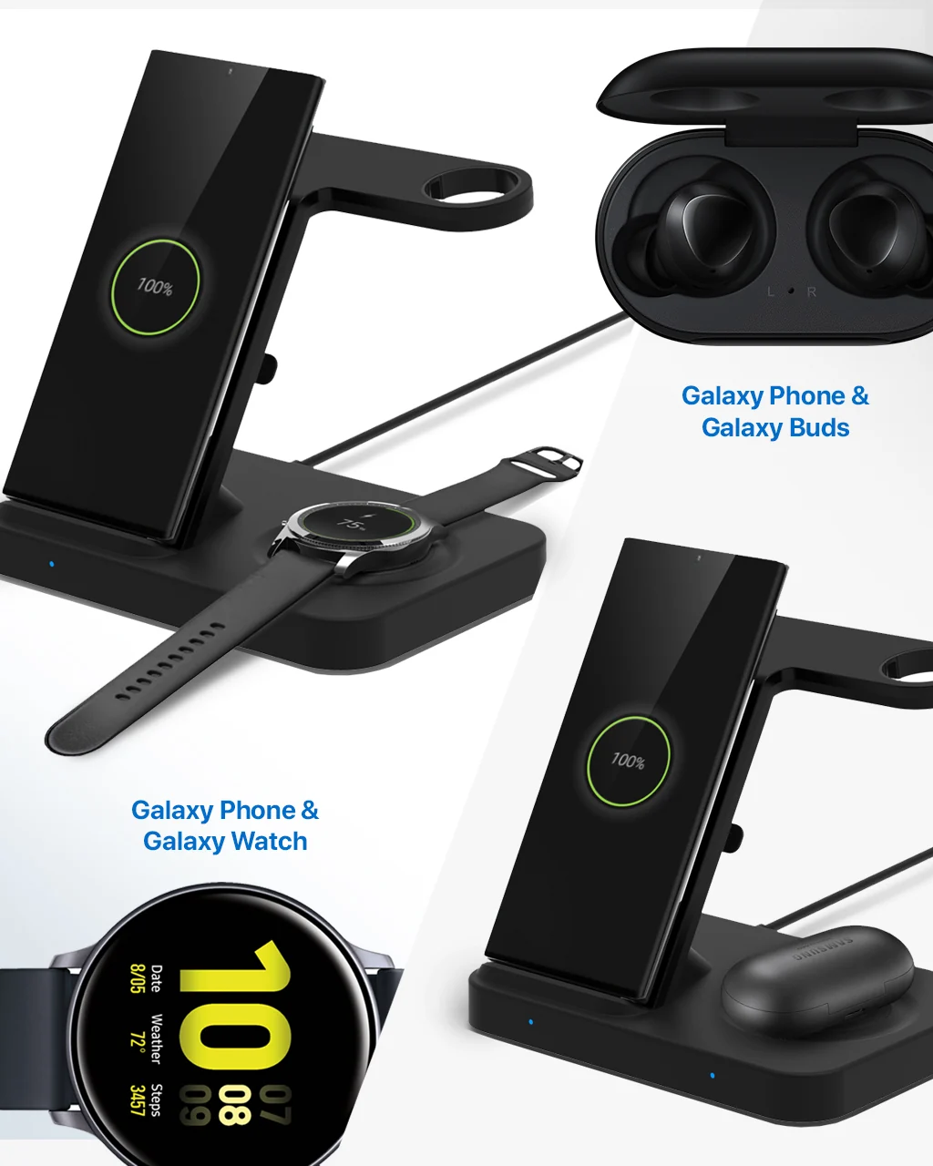 OCOMMO 3in1 Qi Wireless Charger With Watch Charger Insert - Image 3