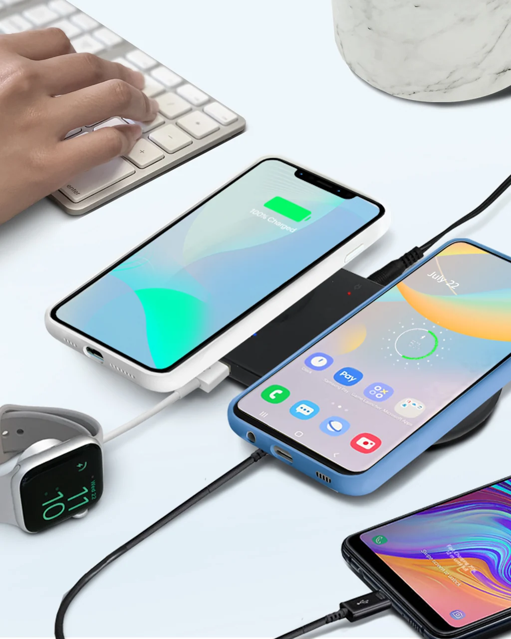 OCOMMO 4 in 1 Wireless Charging Pad for Android and Apple