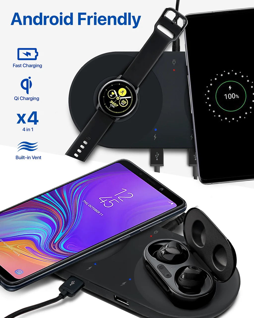 OCOMMO 4 in 1 Wireless Charging Pad for Android and Apple - Image 4