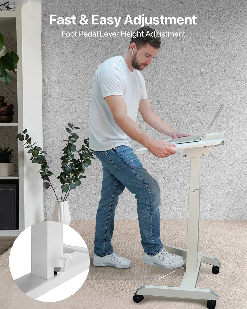 OCOMMO *UPGRADED* Height Adjustable Laptop Stand Workstation with Wheels - Image 7