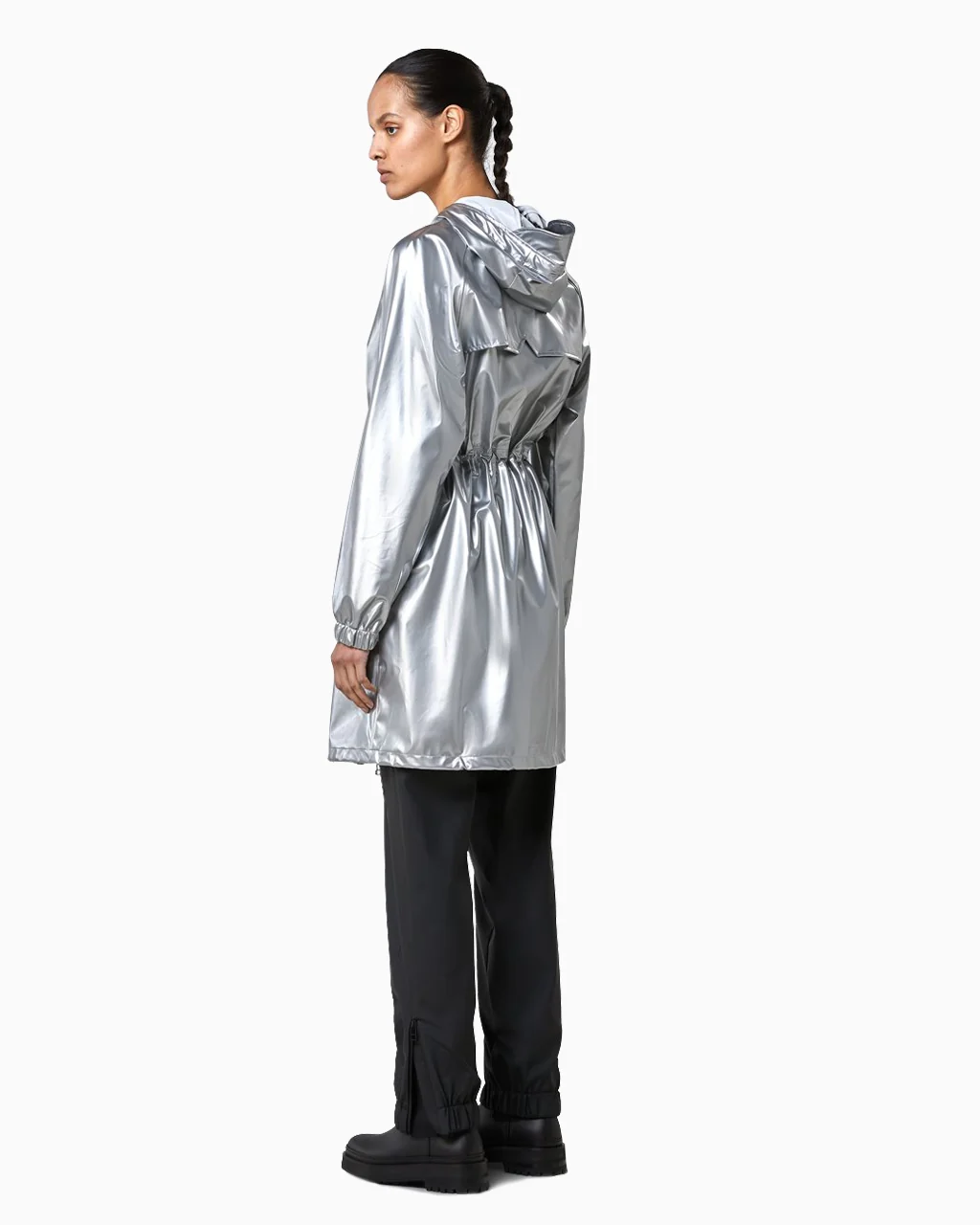 RAINS Long W Jacket - Silver - Image 3